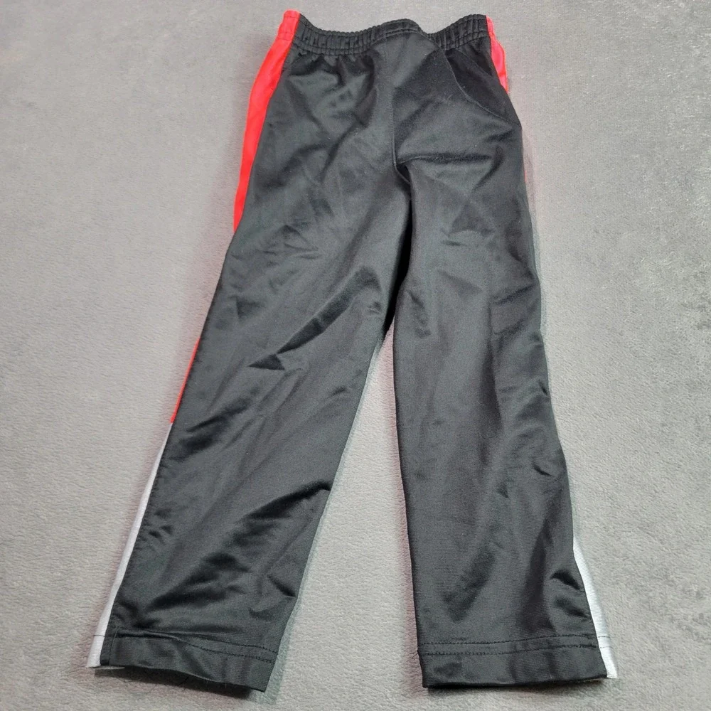 Nike Track Pants Kids 3T Black Red Silver Side Stripe Athletic Swoosh‎ Joggers
